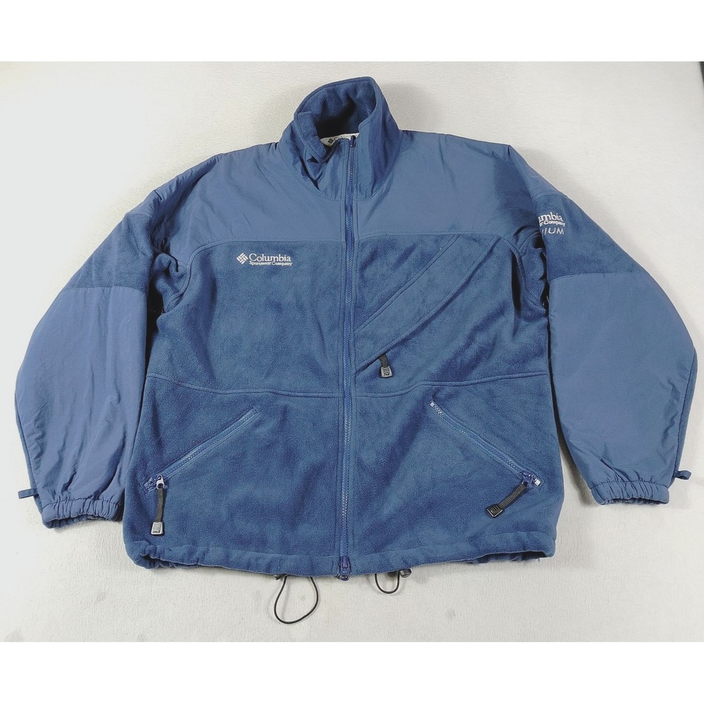 Columbia Titanium Fleece Jacket Womens Large Blue Full Zip Hiking Warm Gorpcore
